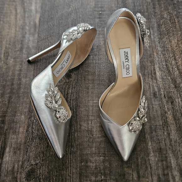 Jimmy ChooJimmy Choo Silver Leather Teja D'orsay Pumps - Picture 5 of 9